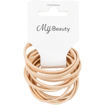 Резинка для волос MY BEAUTY бежевая плоская 10 шт