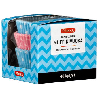 Бумажная форма для кексов и маффинов Pirkka muffin (красный, синий) 40 шт