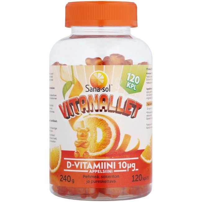Витамин D Мишки Sana-Sol Vitanallet 10 мкг (апельсин) 120 шт