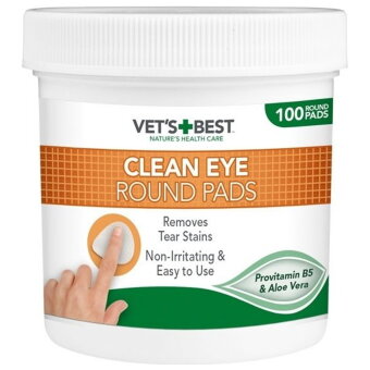 Круглые подушечки с пантенолом для очистки глаз собак Vets Best 100 шт/уп
