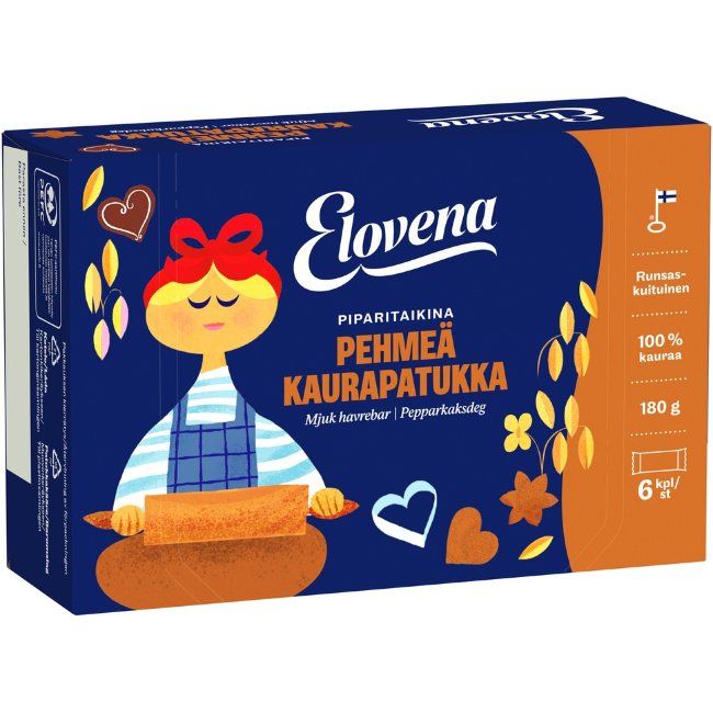 Мягкий овсяный батончик Elovena 6x30 гр с печеньем
