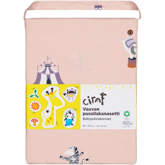 Детский комплект постельного белья Ciraf с изображением цирка 85x125 см, розовый