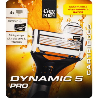 Запасные кассеты для бритвенного станка Cien DYNAMIC 5 PRO, 4шт в упаковке