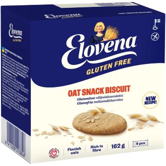 Овсяное печенье без глютена Elovena Snack Biscuit (уп 9 шт) 162 гр