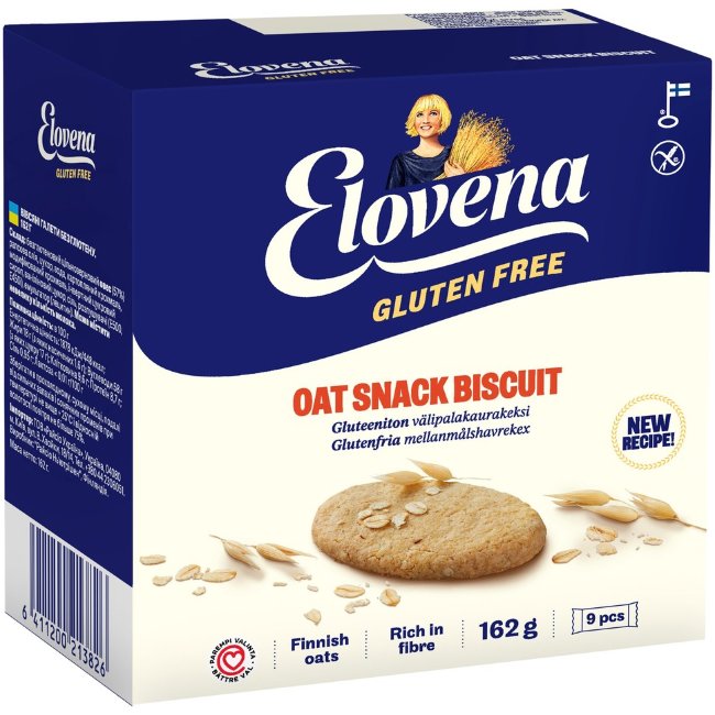 Овсяное печенье без глютена Elovena Snack Biscuit (уп 9 шт) 162 гр