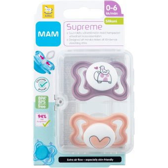 Соска Ainu Mam Supreme силиконовая 0-6 мес (уп 2 шт)