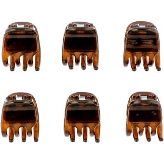 Коричневый пластиковый фиксатор волос краб-мини Ibero 6 шт в упаковке