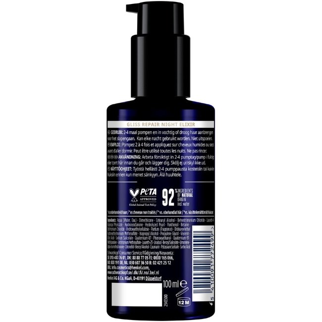 Ночной эликсир для восстановления волос Schwarzkopf Night Elixir 100 мл