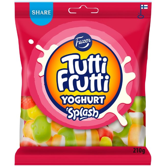 Жевательные фруктовые конфеты с йогуртовой начинкой Fazer Tutti Frutti Yoghurt Splash 210 гр