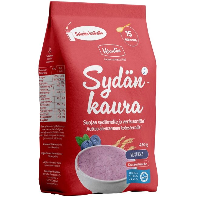 Овсяные хлопья с черникой Hirvelän Sydänkaura 450 гр Овсяные хлопья с черникой Hirvelän Sydänkaura 450 гр