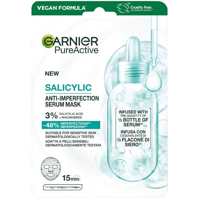 Сывороточная маска Garnier PureActive Salicylic против прыщей для проблемной кожи 1 шт Сывороточная маска Garnier PureActive Salicylic против прыщей для проблемной кожи 1 шт