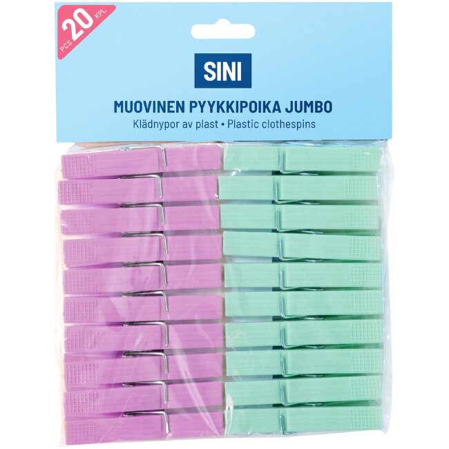 Прищепки для белья Sini, пластиковые, jumbo (уп 20 шт) Прищепки для белья Sini, пластиковые, jumbo (уп 20 шт)