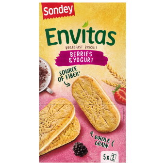 Овсяное печенье Sondey Envitas (ягоды - йогурт), 253 гр