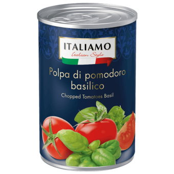 Измельченные кубиками томаты ITALIAMO Polpa di pomodoro con basilico с базиликом 400 гр