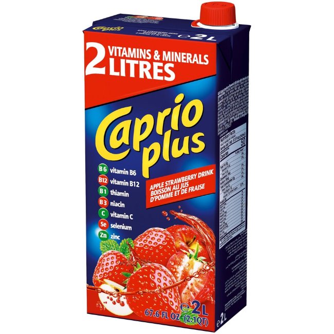 Сокосодержащий напиток Caprio Plus со вкусом клубники и яблока 2 л