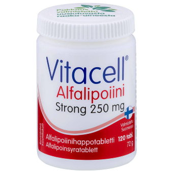 Альфа-липоевая кислота Vitacell Alfalipoiini Strong 250 mg 120 таблеток Hankintatukku