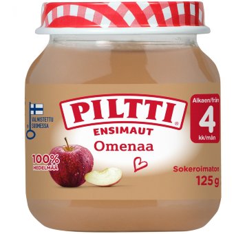 Пюре (яблоко) с 4 месяцев Piltti Ensimaut 125 гр Пюре (яблоко) с 4 месяцев Piltti Ensimaut 125 гр