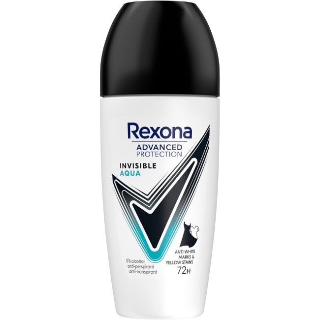 Антиперспирант-дезодорант ролик Rexona 72ч advanced protection invisible aqua 50 мл не оставляет пятен на одежде