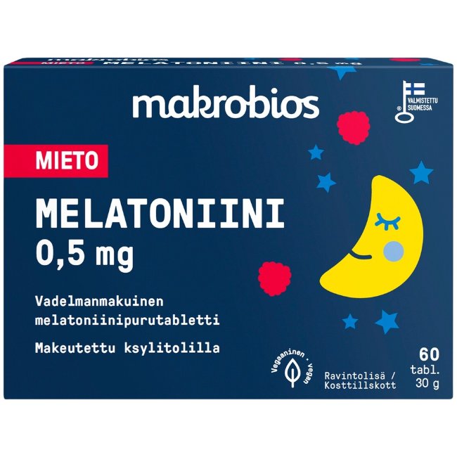 Детский мелатонин для сна со вкусом малины Makrobios Juniori 0,5 мг 60 табл