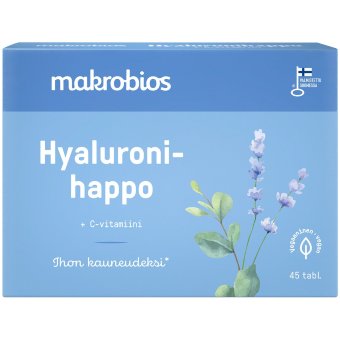 Гиалуроновая кислота с витамином С Hyaluronihappo+C-vitamiini для здоровья кожи 45 табл Makrobios