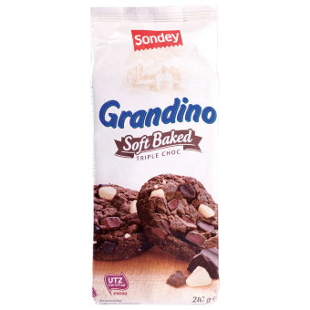 Шоколадное печенье Sondey Grandino Triple chocolate 210 гр