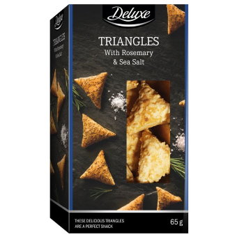 Снеки Deluxe TRIANGLES с розмарином и морской солью 65 гр