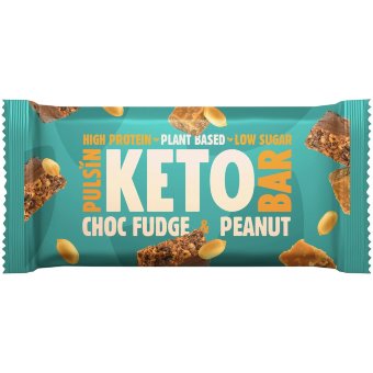 Кето протеиновый батончик Pulsin с шоколадным фаджем и арахисом 50 гр