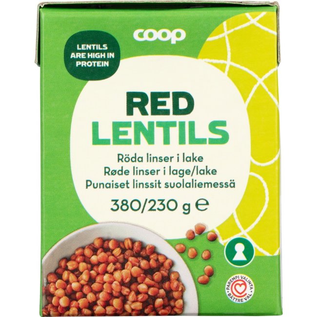 Красная чечевица в рассоле Coop 380/230 гр