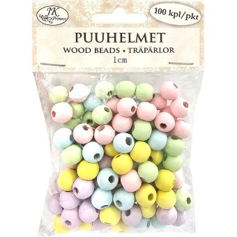 Деревянные бусины J.K. Primeco 1 см пастельный микс 100 шт