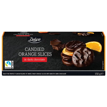 Засахаренные ломтики апельсина в темном шоколаде Deluxe 150 гр