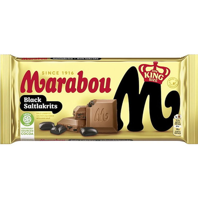 Шоколад Marabou King Size Black Saltlakrits (соленая лакрица) 220 гр