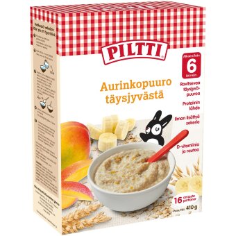 Каша PILTTI Aurinkopuuro из цельного зерна 410 гр для детей от 6 месяцев
