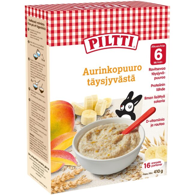 Каша PILTTI Aurinkopuuro из цельного зерна 410 гр для детей от 6 месяцев Каша PILTTI Aurinkopuuro из цельного зерна 410 гр для детей от 6 месяцев