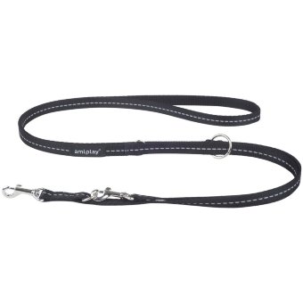 Поводок для собак регулируемый amiplay Reflective 6-в-1, размер S 100-200x1 см, черный