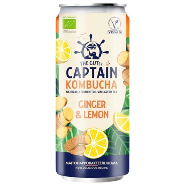 Напиток комбуча The Gutsy Captain с имбирем и лимоном LUOMU 250 мл Напиток комбуча The Gutsy Captain с имбирем и лимоном LUOMU 250 мл