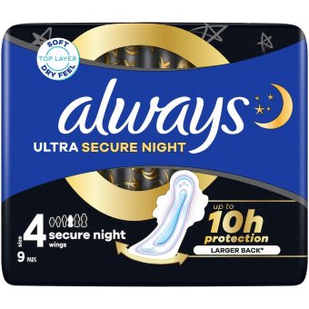Прокладки гигиенические Always Ultra Secure 4 Night 9 шт Прокладки гигиенические Always Ultra Secure 4 Night 9 шт