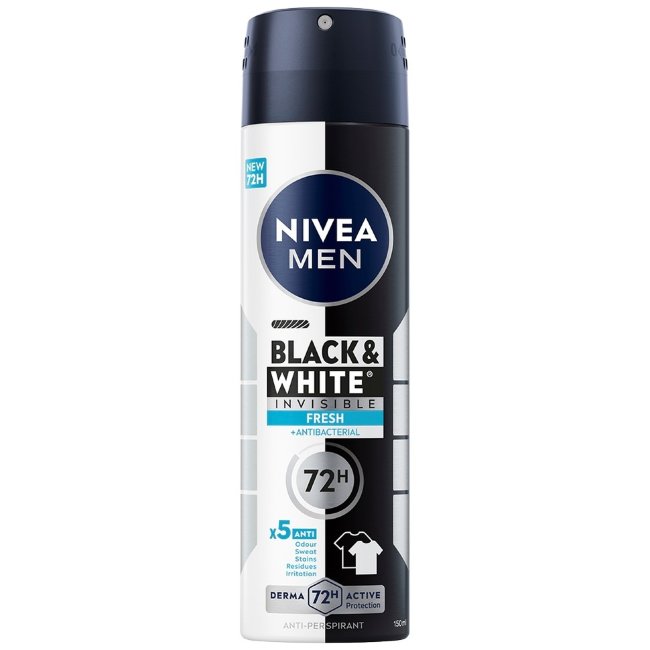 Антиперспирант-спрей NIVEA MEN Black & White Invisible Fresh 150 мл Антиперспирант-спрей NIVEA MEN Black & White Invisible Fresh 150 мл
