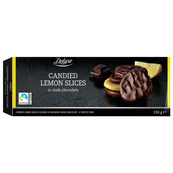Засахаренные ломтики лимона в темном шоколаде Deluxe 150 гр