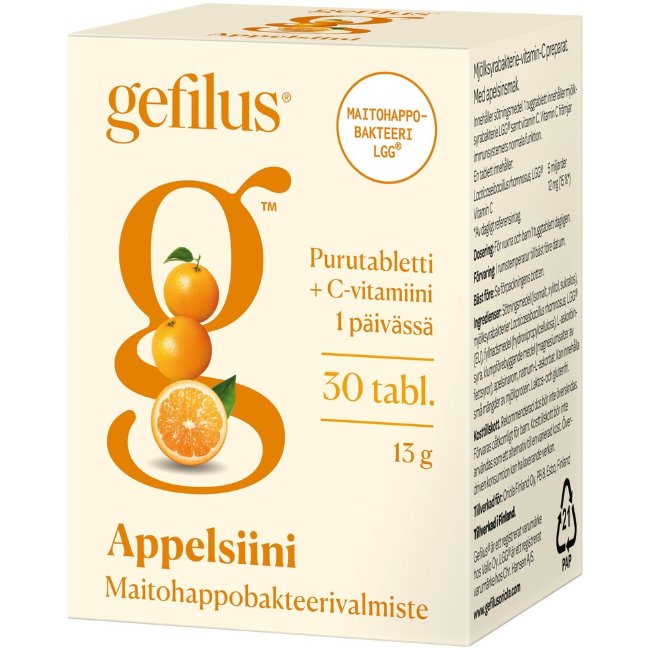 Жевательные таблетки с пробиотиком Gefilus и витамином C с апельсиновым вкусом 30 табл