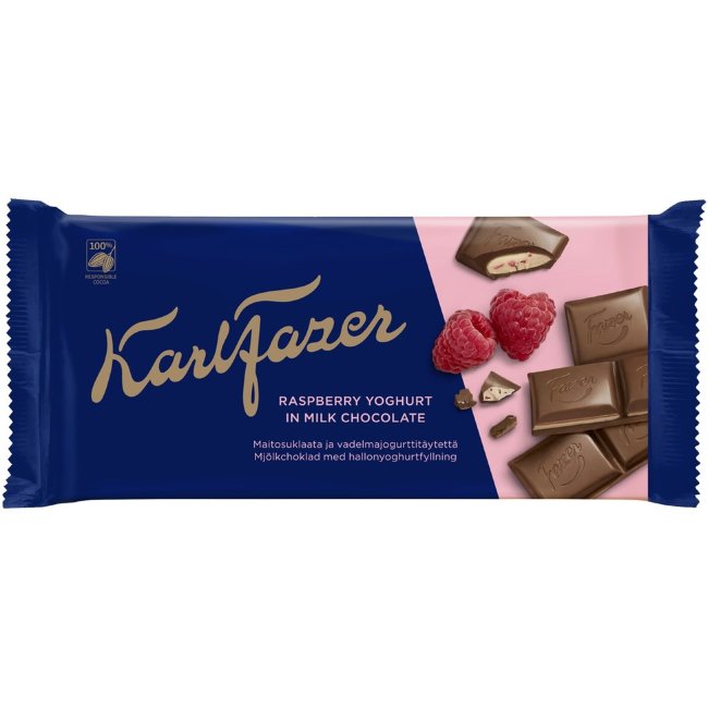 Молочный шоколад с малиновым йогуртом Karl Fazer 121 гр