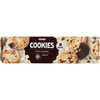 Печенье с молочным, темным и белым шоколадом Coop, 180 гр