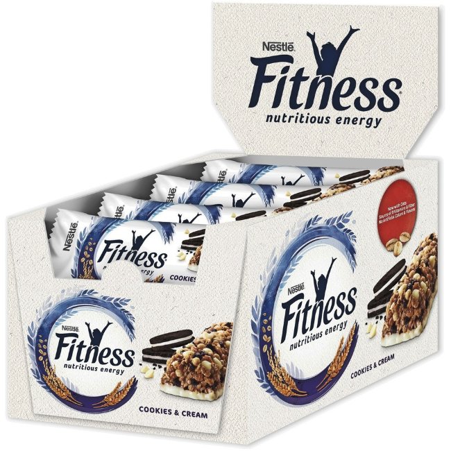 Злаковый батончик Nestlé Fitness Cookies & Cream кремовое печенье 23,5 гр