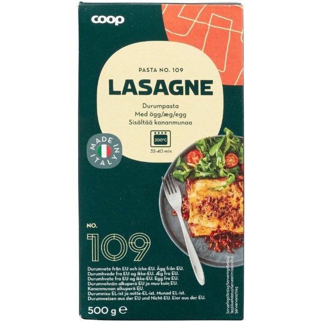 Листы для лазаньи Coop 109 Lasagne 500 гр