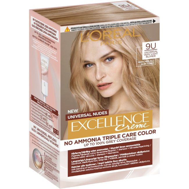 Перманентная крем-краска для волос L'Oréal Paris Excellence Creme Universal Nudes 9U универсальный очень светлый блонд без аммиака 1 шт Перманентная крем-краска для волос L'Oréal Paris Excellence Creme Universal Nudes 9U универсальный очень светлый блонд без аммиака 1 шт