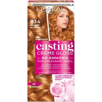 Легкая краска для волос L'Oréal Paris Casting Crème Gloss 834 Amber Blonde естественный светлый медно-золотистый 1 шт
