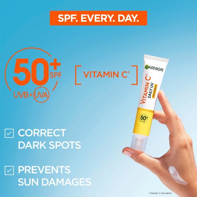 Невидимый увлажняющий солнцезащитный крем Garnier SkinActive Vitamin C* SPF50 для смуглой кожи 40 мл