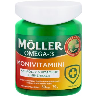 Мультивитамины и минералы с Омега-3 Moller MONIVITAMIINI Omega-3 60 капсул Мультивитамины и минералы с Омега-3 Moller MONIVITAMIINI Omega-3 60 капсул