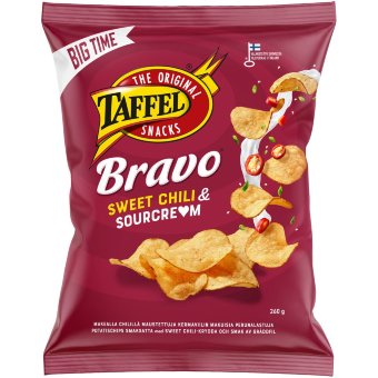 Чипсы Taffel Bravo со вкусом сметаны и сладкого чили 260 гр