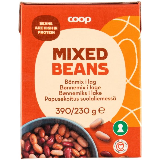 Смесь фасоли Coop в рассоле 390/230 гр