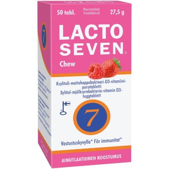 Жевательные таблетки Lacto Seven Chew с ксилитом, молочнокислыми бактериями и витамином D3 50 табл.